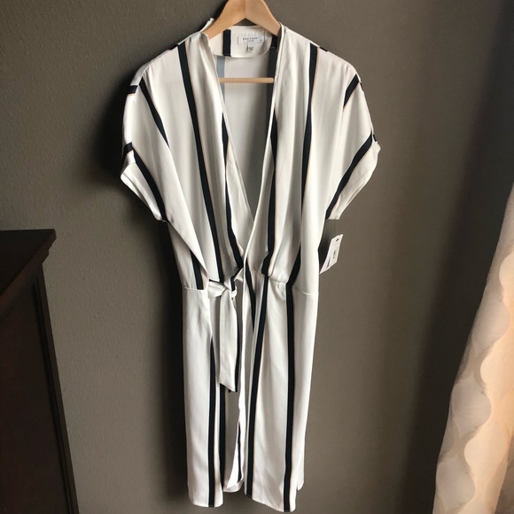 Equipment Femme Leonce Stripe Wrap Dress V Neck - Picture 5 of 8